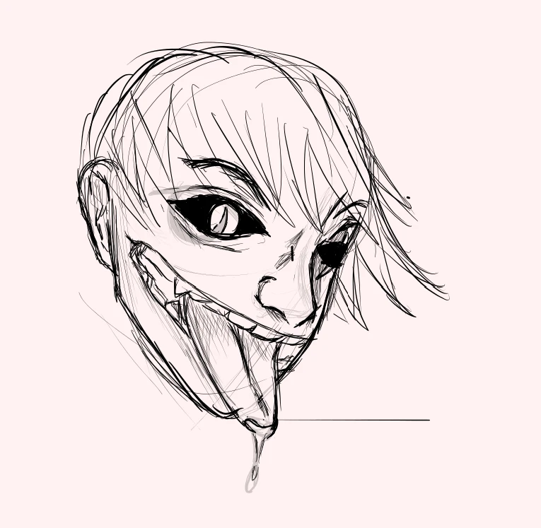 when you’re practicing to draw horror, and you use Tokyo ghoul images as a reference :0
